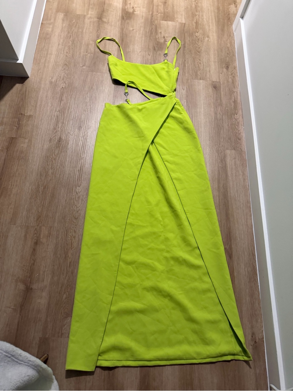 Retrofete Neon Lime Asymmetrical Cutout Martini Maxi Dress - Picture 2 of 3